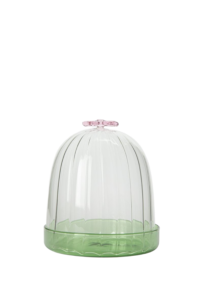 Sissy-Boy Glazen stolp met roze strikje