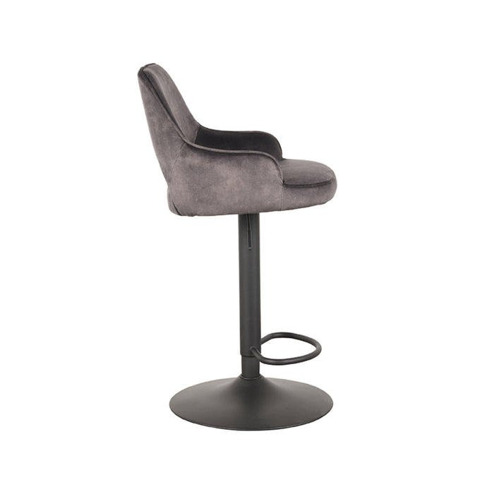 LABEL51 - Barkruk Fer - Antraciet Velours - Zwart Metaal