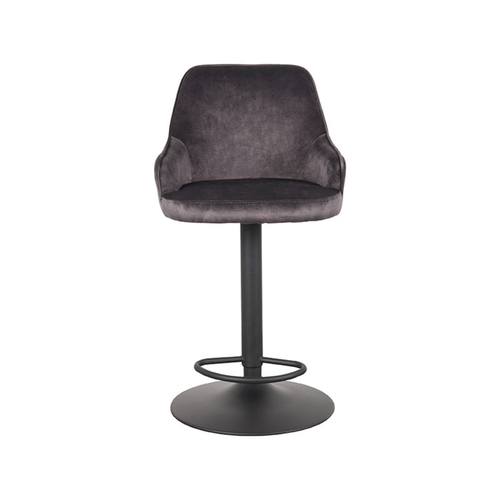 LABEL51 - Barkruk Fender - Antraciet Velours - Zwart Metaal