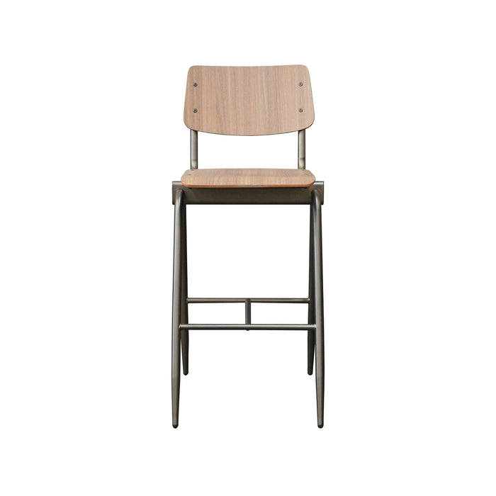 LABEL51 - Barkruk Solid - Walnoot Hout - Antiekgoud Metaal