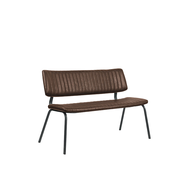 LABEL51 - Eetkamerbank Gusto - Bruin PU - Zwart Metaal