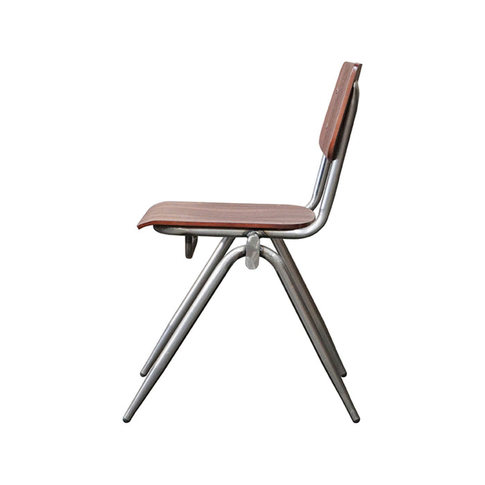 LABEL51 - Schoolstoel Solid - Donkerbruin Hout - Gun Metaal