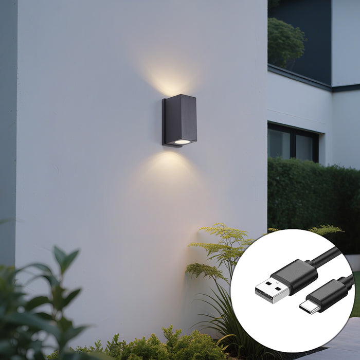 QAZQA Wandlamp zwart magnetisch incl. LED oplaadbaar - Baleno