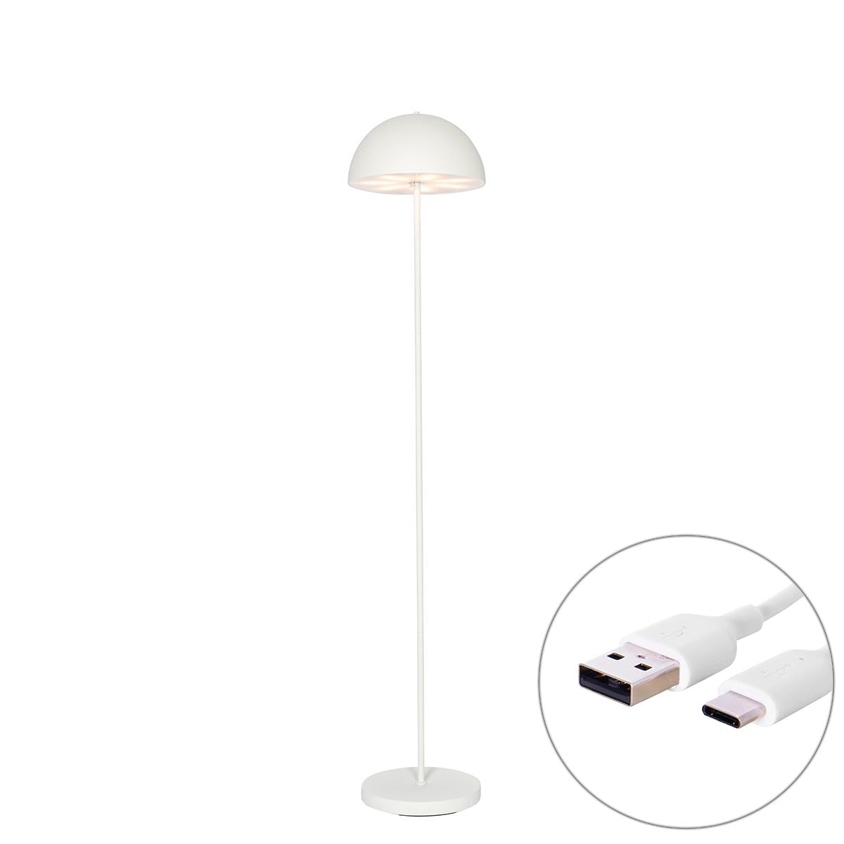 QAZQA Buiten vloerlamp mushroom wit oplaadbaar 3-staps dimbaar -