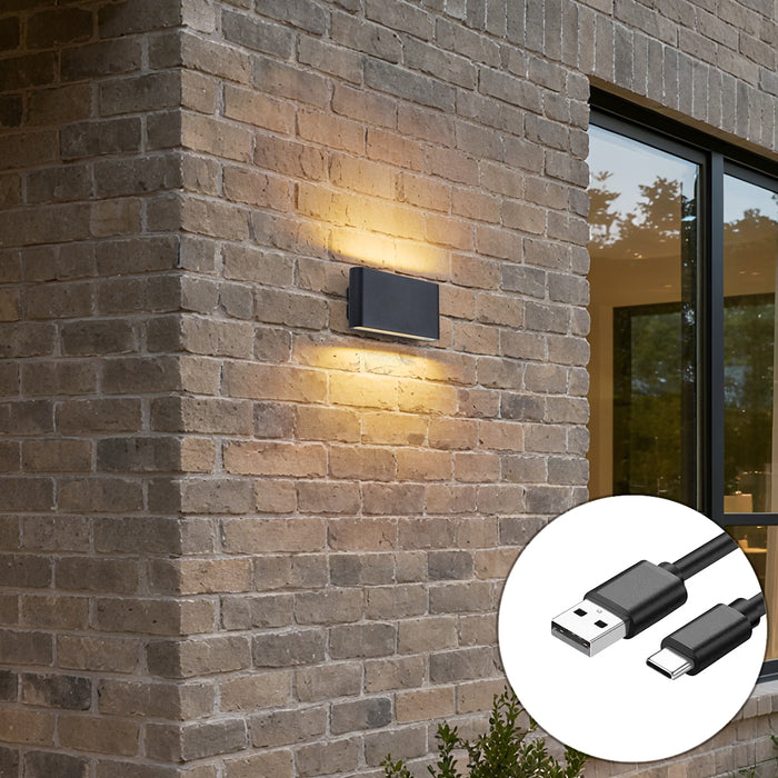 QAZQA Wandlamp zwart 4-stap sensor magnetisch incl. LED oplaadbaar -