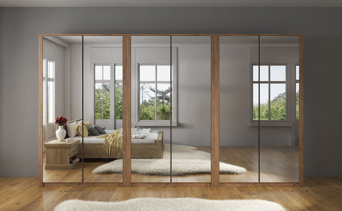 Meubella - Kledingkast Malibu - Eiken - 339 cm - Met spiegel