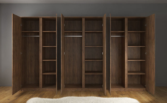 Meubella - Kledingkast Malibu - Eiken - 339 cm - Met spiegel