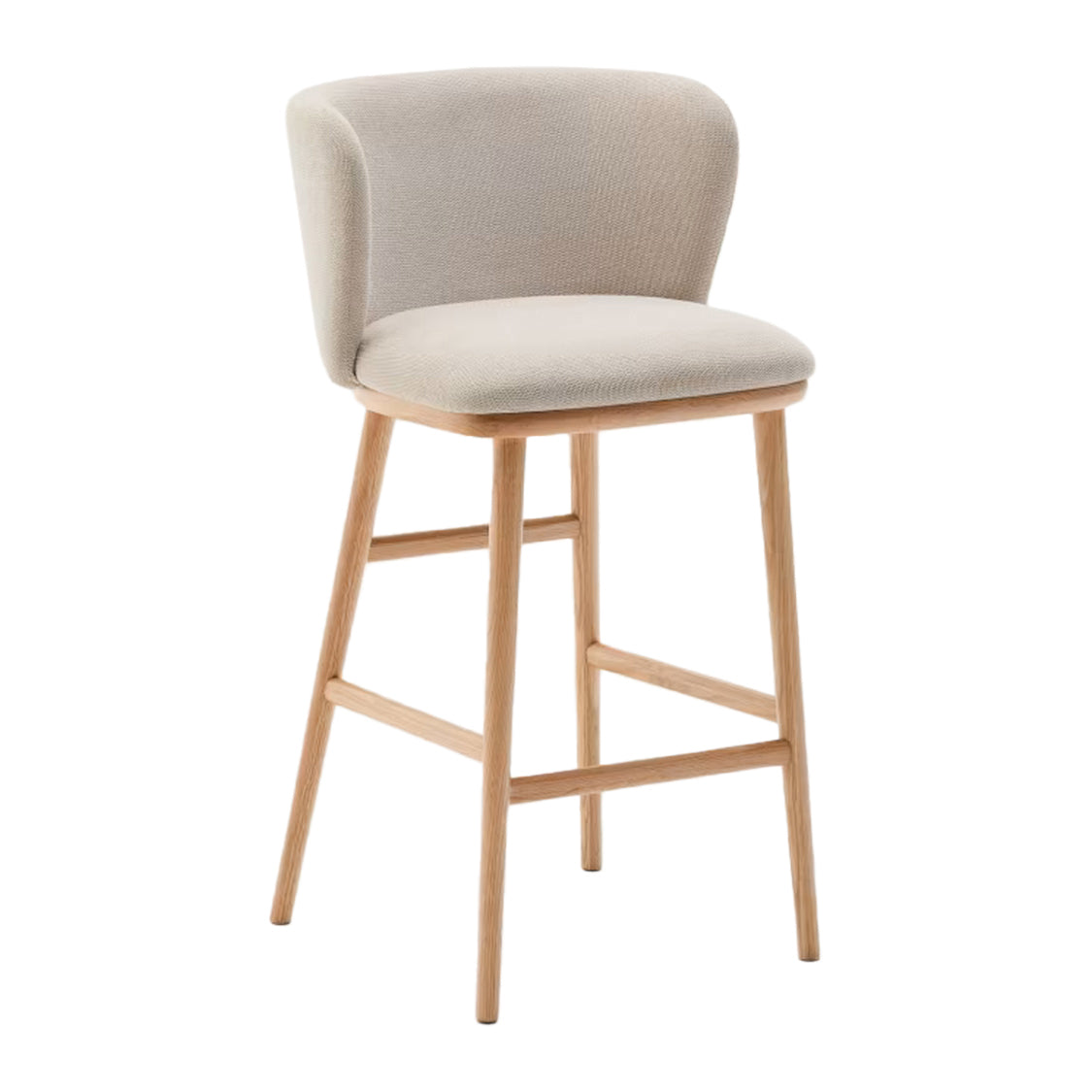 Kave Home Ciselia Barkruk - H 65 cm - Beige / Essenhout