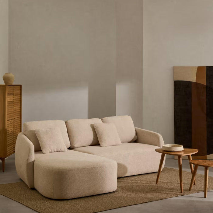 Kave Home Laira 3-zitsslaapbank met Chaise Longue Links - Beige