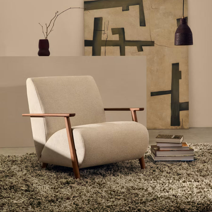 Kave Home Meghan Fauteuil - Wit / Donkerbruin