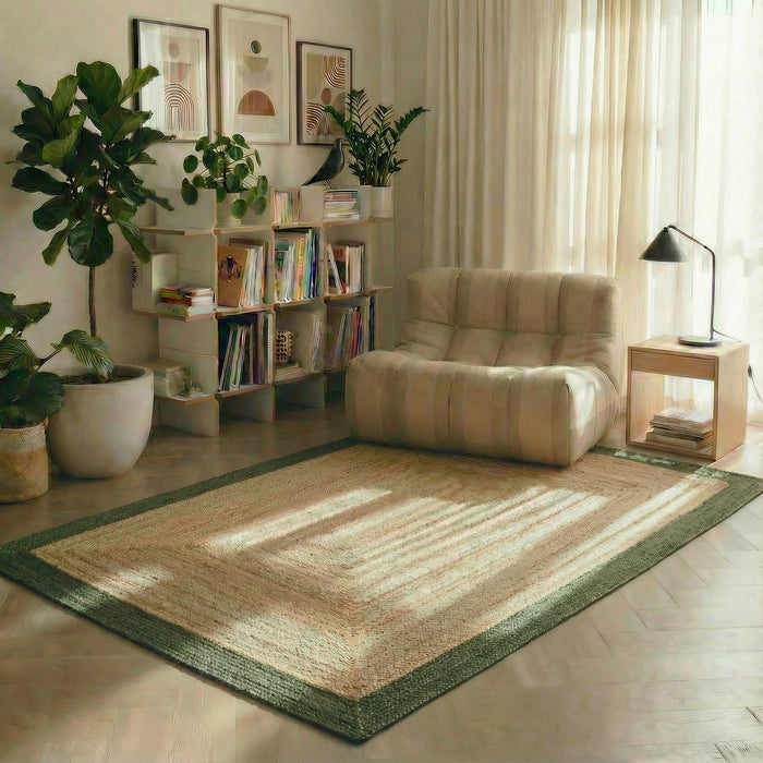 Mrcarpet Jute vloerkleed Rechthoek naturel|Groen 160x230cm