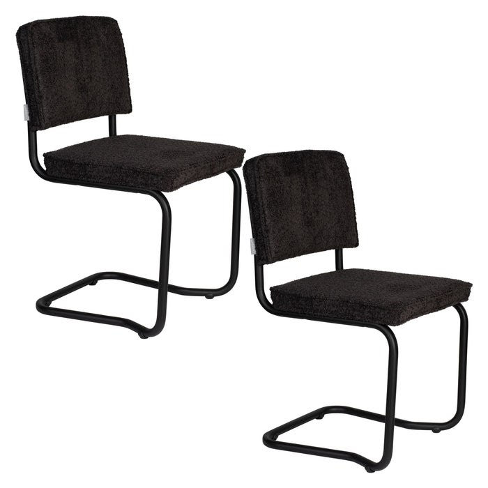 Zuiver Ridge Kink Eetkamerstoelen  Soft Zwart - Set van 2