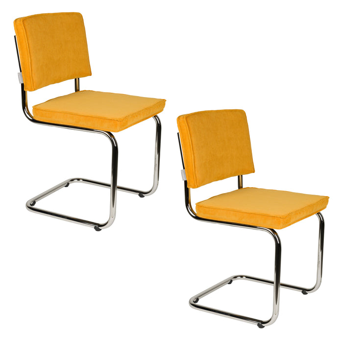 Zuiver Ridge Rib Eetkamerstoelen  Geel - Set van 2