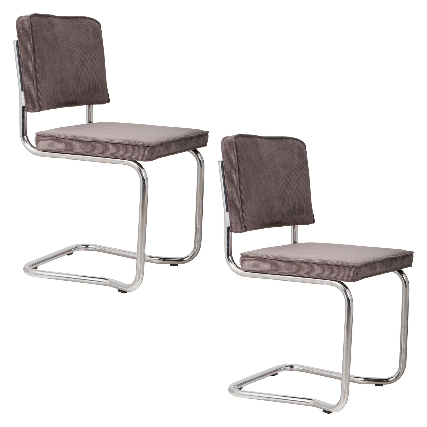 Zuiver Ridge Rib Kink Eetkamerstoelen  Grijs - Set van 2