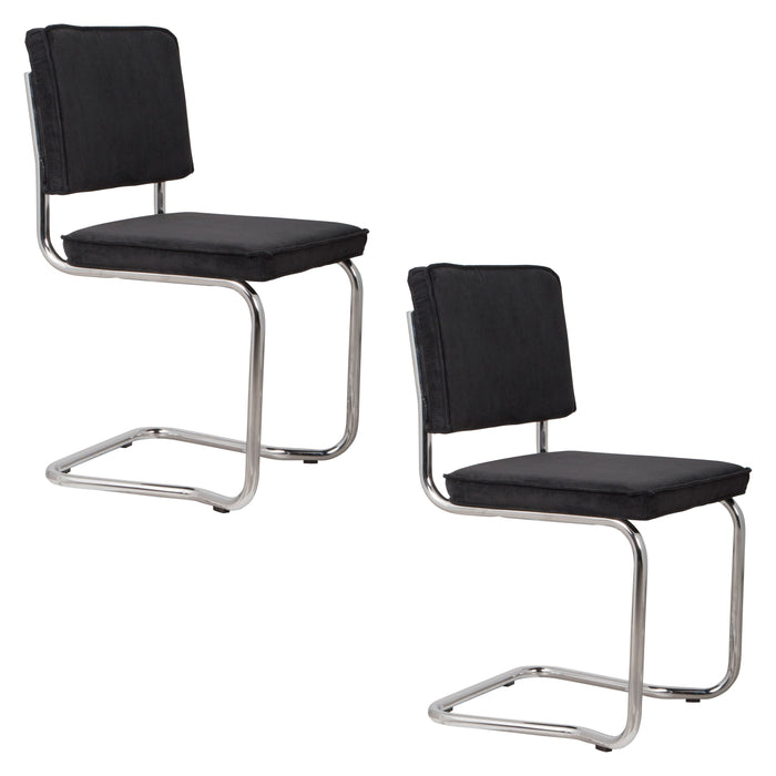 Zuiver Ridge Rib Kink Eetkamerstoelen  Zwart - Set van 2
