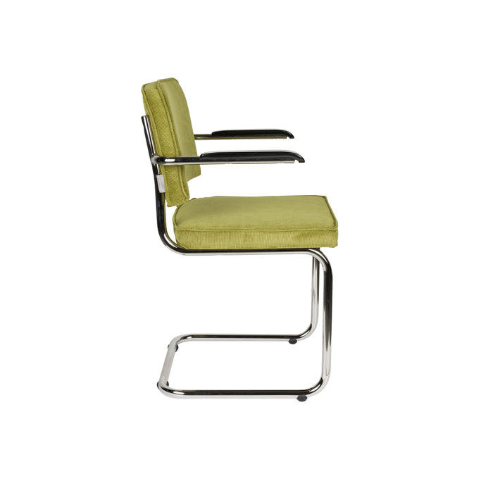 Zuiver Ridge Rib Eetkamerstoelen armleuning Groen - Set van 2