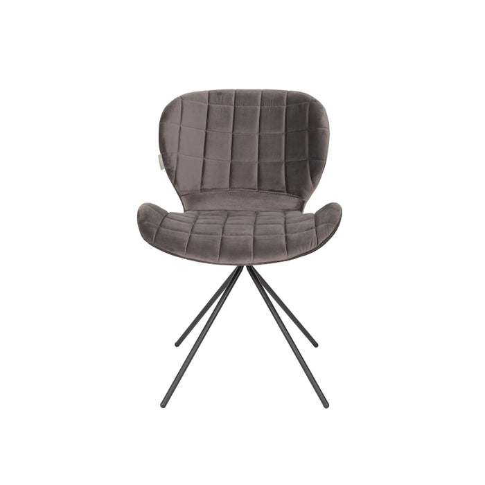 Zuiver OMG Velvet Eetkamerstoelen  Grijs - Set van 2