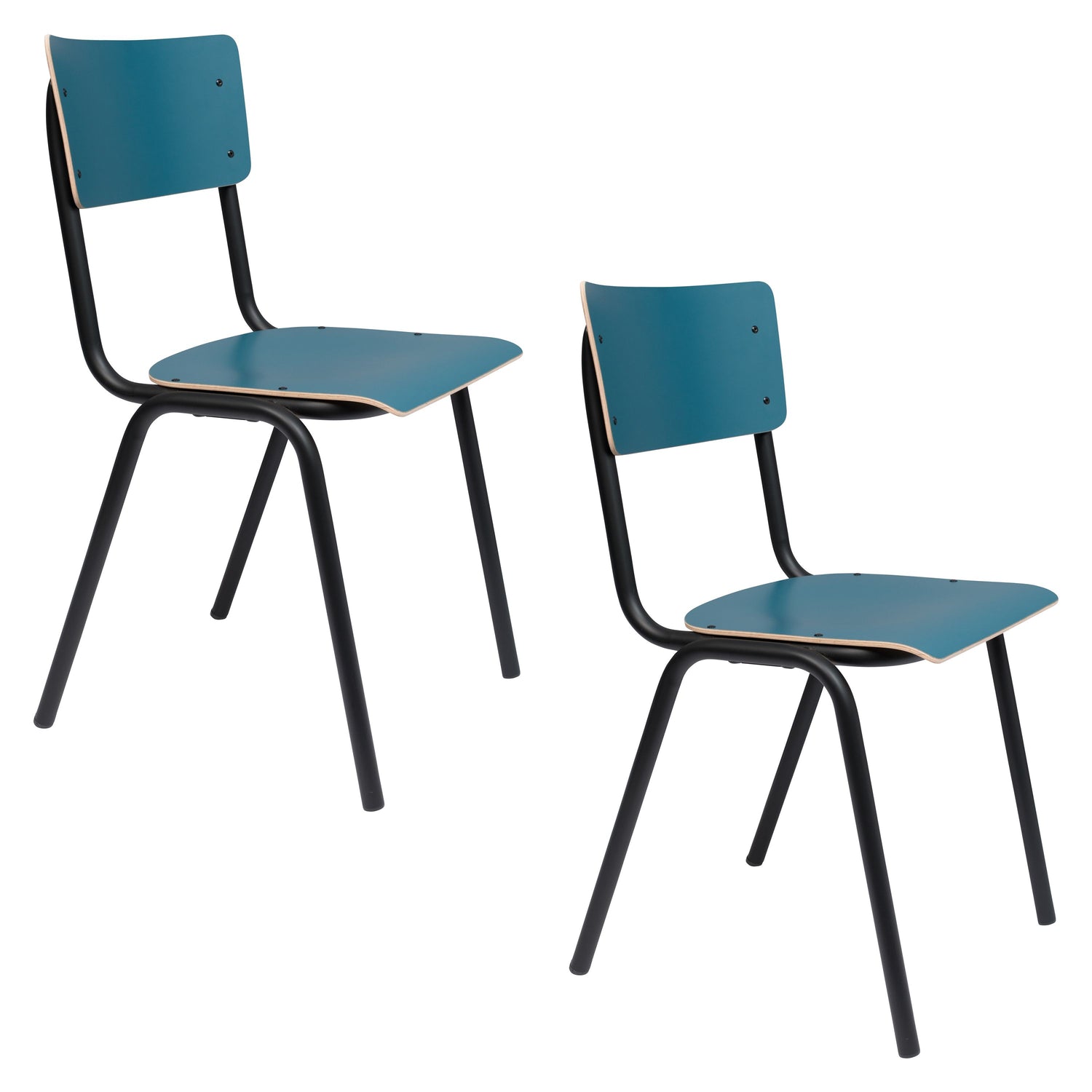 Zuiver Back To School Eetkamerstoelen  Mat Blauw  - Set van 4