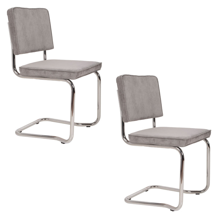 Zuiver Ridge Rib Kink Eetkamerstoelen  Lichtgrijs - Set van 2