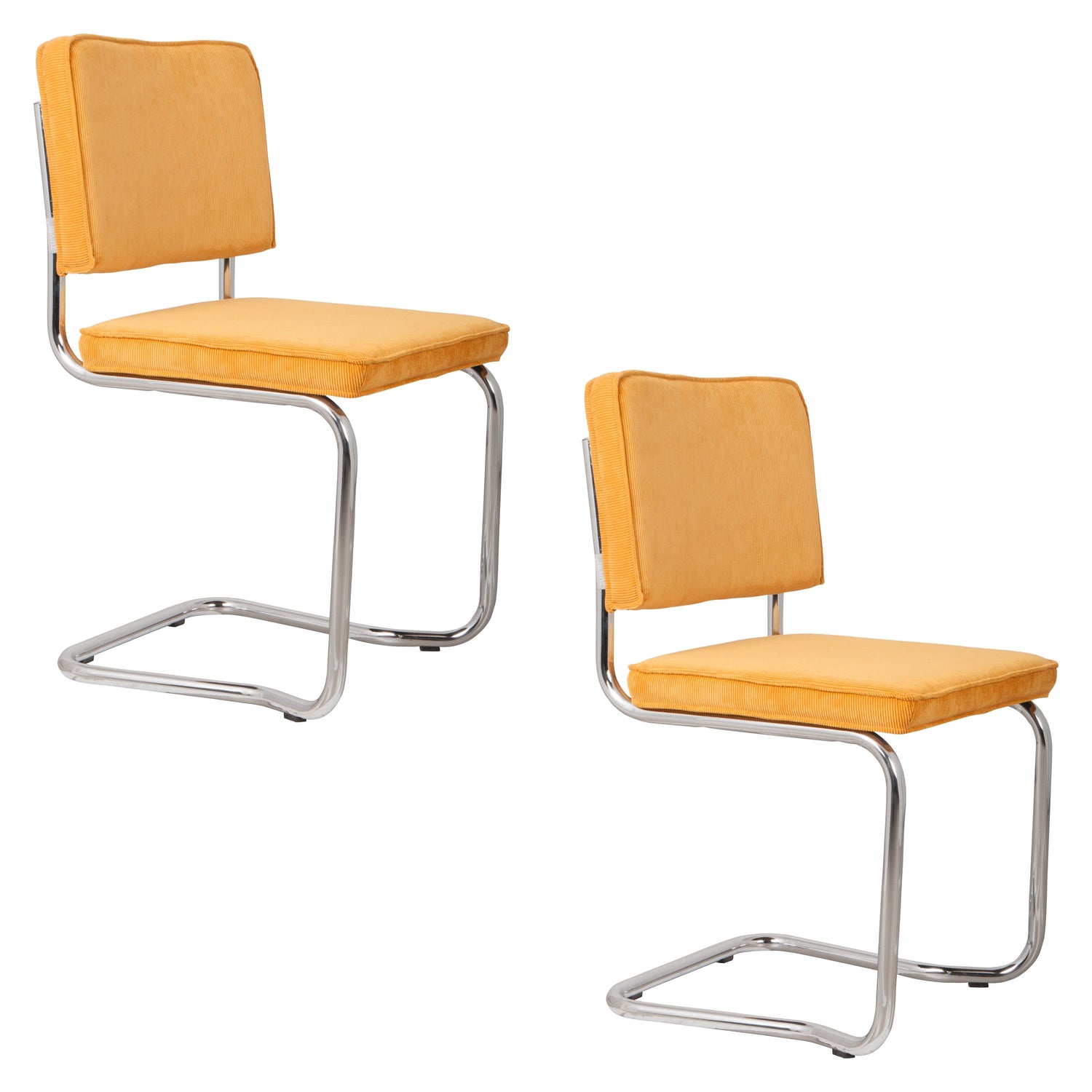 Zuiver Ridge Rib Kink Eetkamerstoelen  Geel - Set van 2
