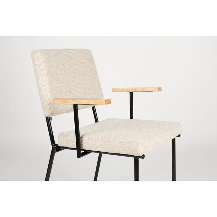 Zuiver Fellow Eetkamerstoelen armleuning Off-White - Set van 2 - Grijs