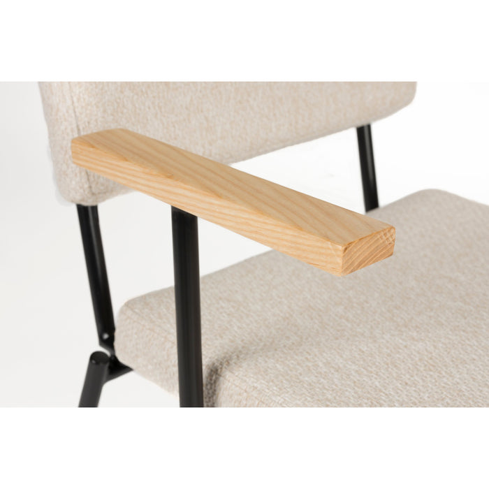 Zuiver Fellow Eetkamerstoelen armleuning Off-White - Set van 2 - Grijs