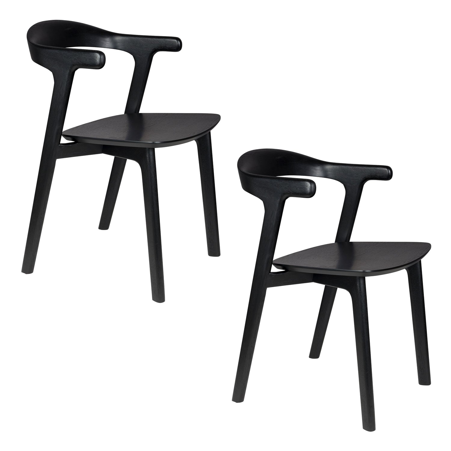 Zuiver Northwood Eetkamerstoelen Hout Zwart - Set van 2