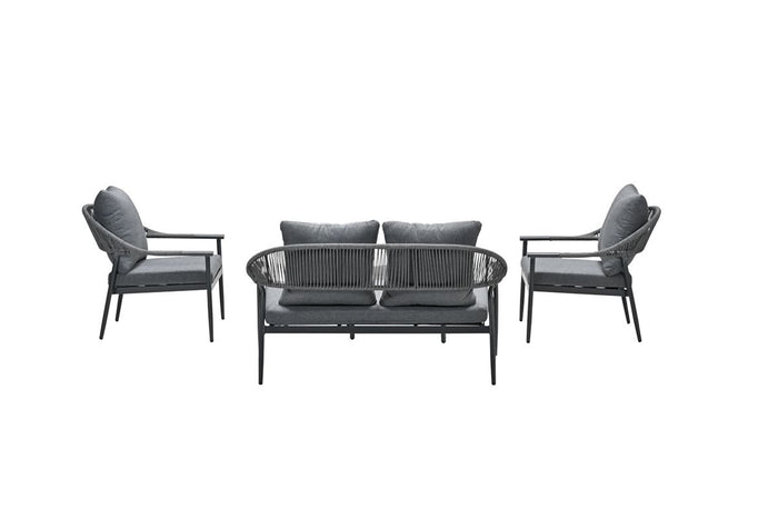 Santiago loungeset - 5-delig - carbon black - rope grijs - mystic grey