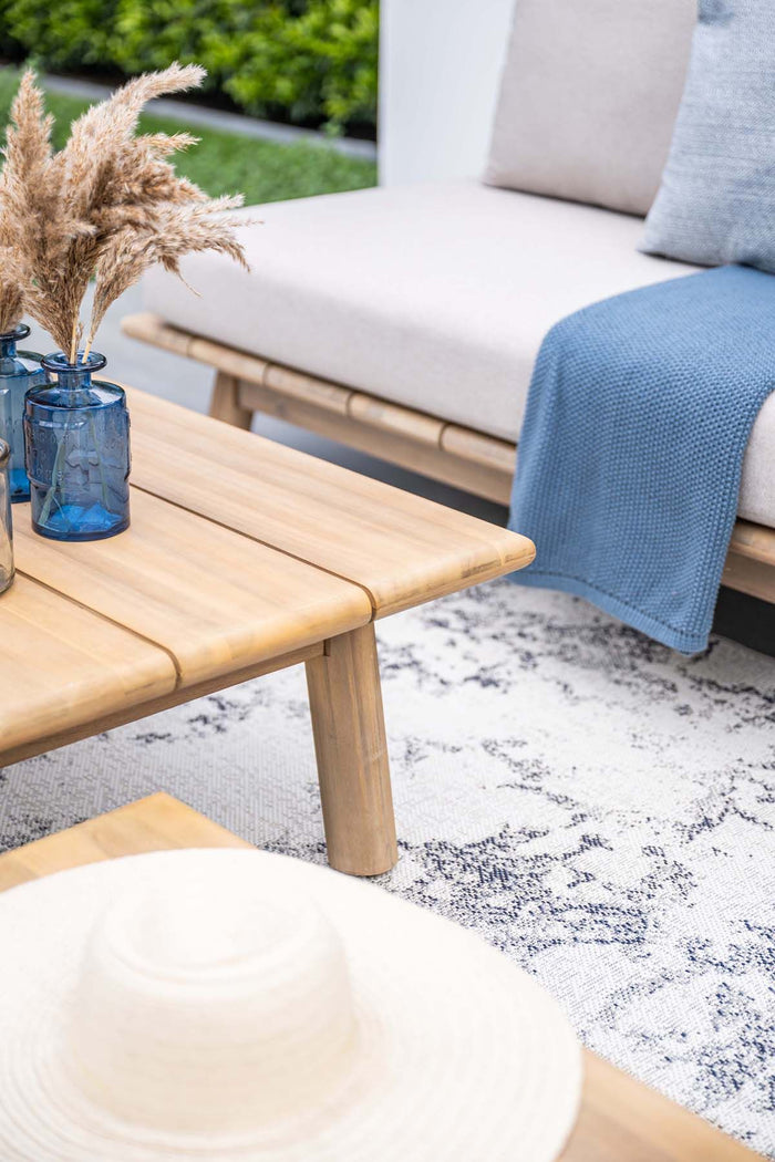 Lunar tweezitsbank - acaciahout met white wash - taupe - grey sand