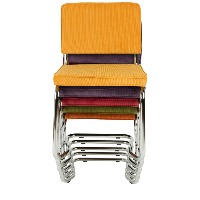 Zuiver Ridge Rib Kink Eetkamerstoelen  Oranje - Set van 2