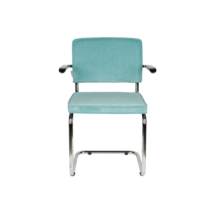 Zuiver Ridge Rib Eetkamerstoelen armleuning Blauw - Set van 2