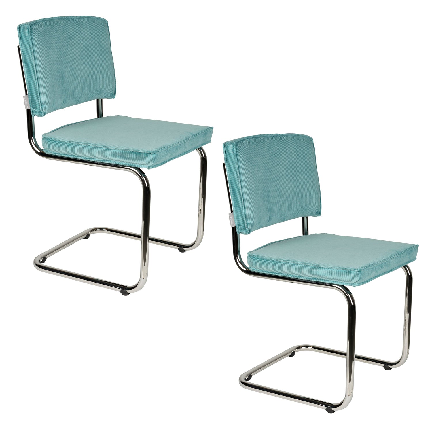 Zuiver Ridge Rib Eetkamerstoelen  Blauw - Set van 2