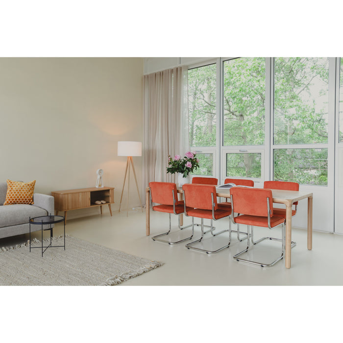 Zuiver Ridge Rib Eetkamerstoelen  Oranje - Set van 2