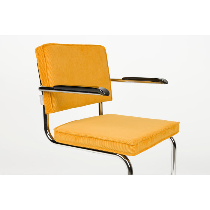 Zuiver Ridge Rib Eetkamerstoelen armleuning Geel - Set van 2