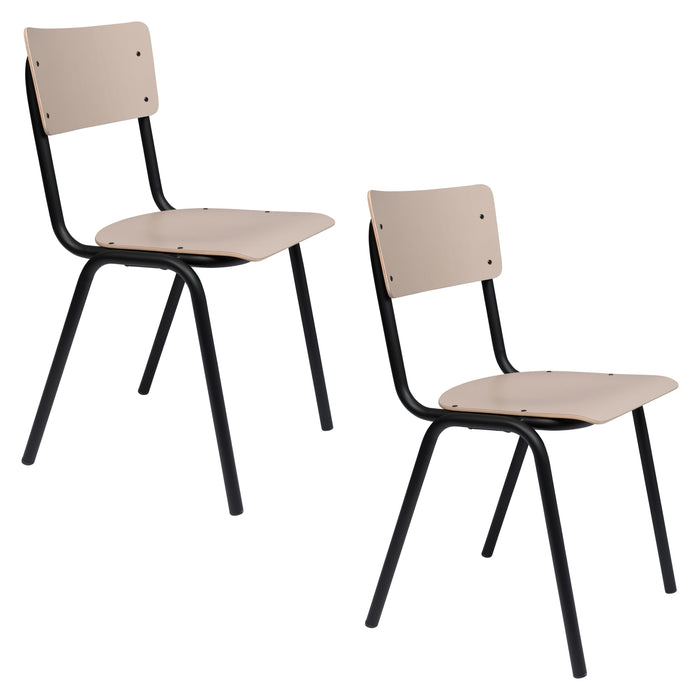 Zuiver Back To School Eetkamerstoelen  Mat Beige - Set van 4