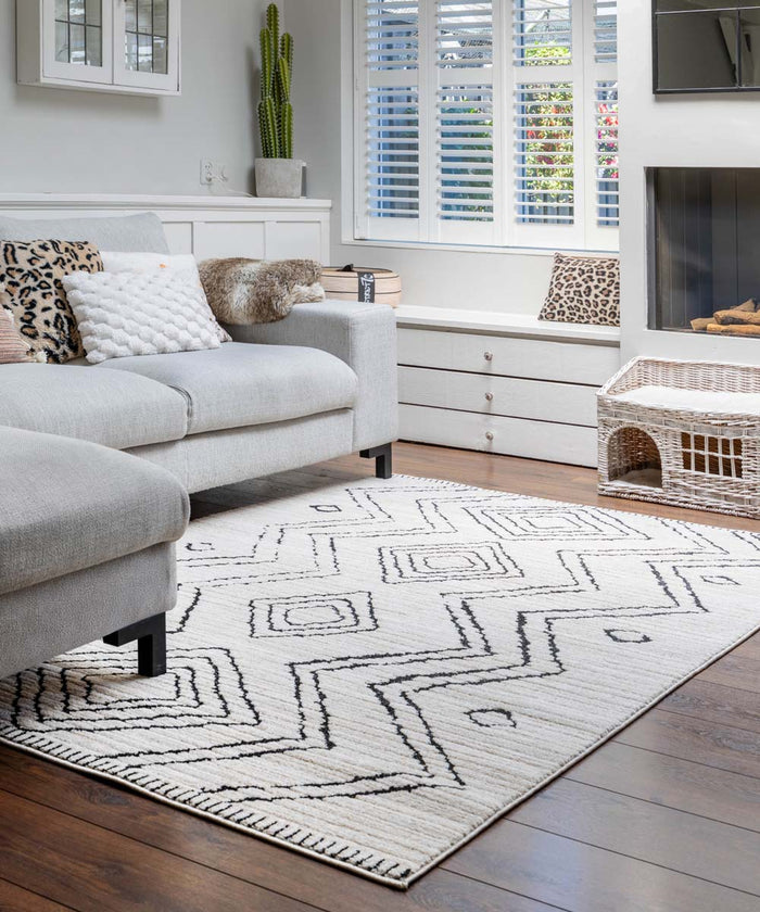 Boho&me Berber vloerkleed Beni Ouarain Bahij - crème|zwart - 120x170