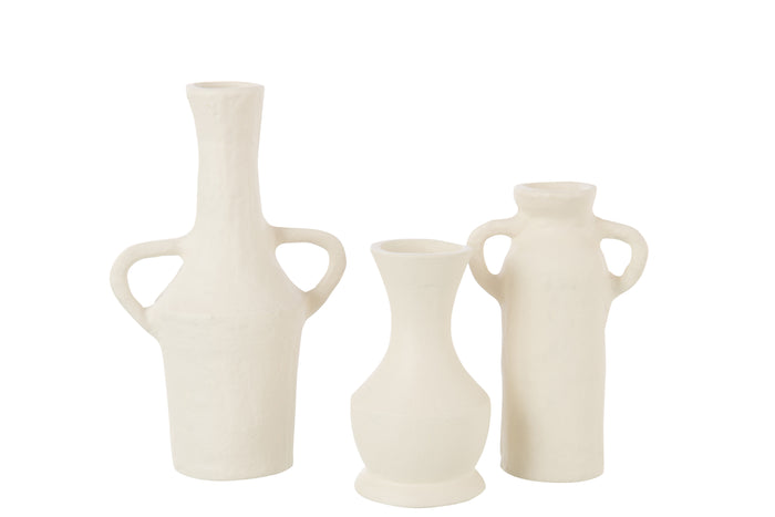 J-Line vaas - aluminium - wit - set van 3