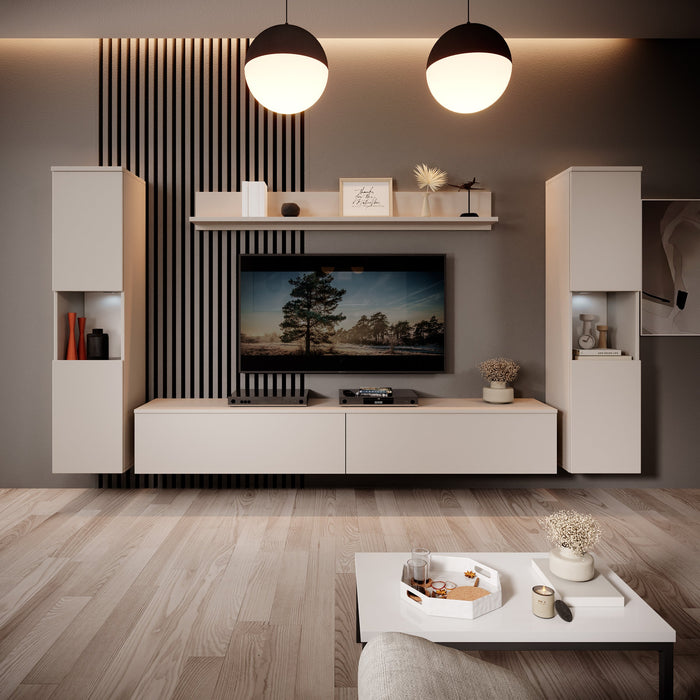 Meubella - Pure XL - Wandmeubel - Beige - 180x33x130 cm