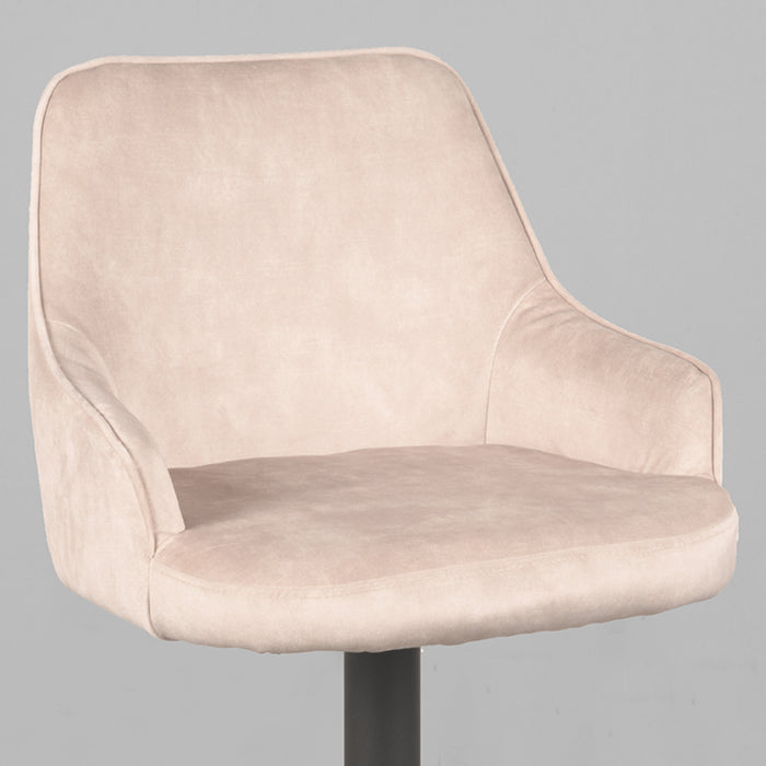 LABEL51 - Barkruk Fender - Naturel Velours - Zwart Metaal