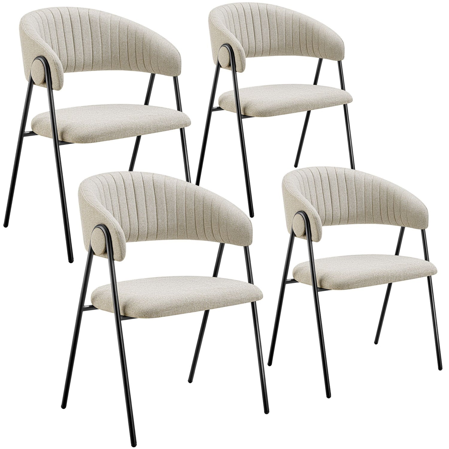 tectake® Eetkamerstoel Bedano, gestoffeerd, geweven stof, 150 kg