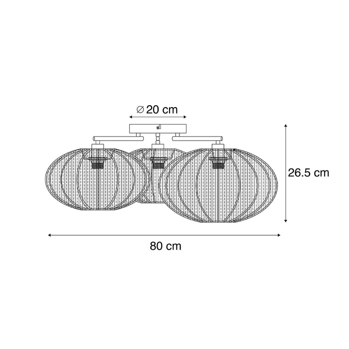 QAZQA Japandi plafondlamp bruin 3-lichts - Multi Bida