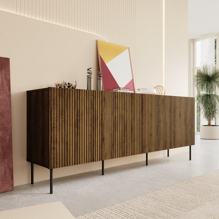 Meubella - Dressoir Tartagal - Donkerbruin eiken - 200 cm