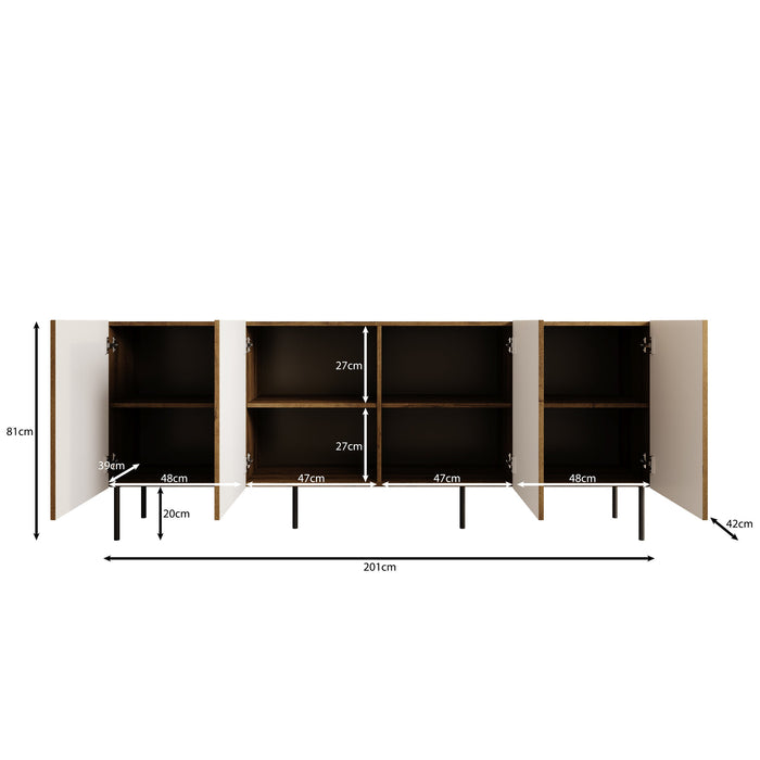 Meubella - Dressoir Tartagal - Donkerbruin eiken - 200 cm