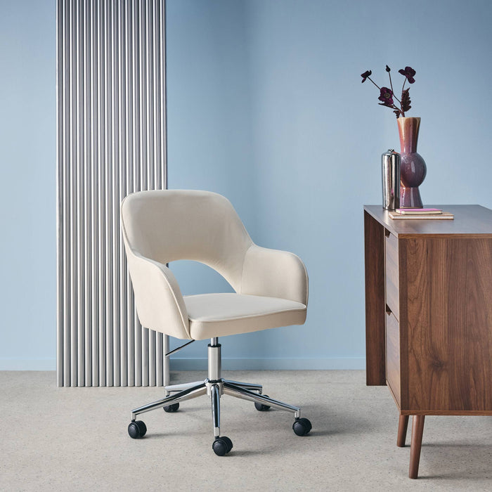 sweeek - Bureaustoel op wielen in corduroy met chroom onderstel