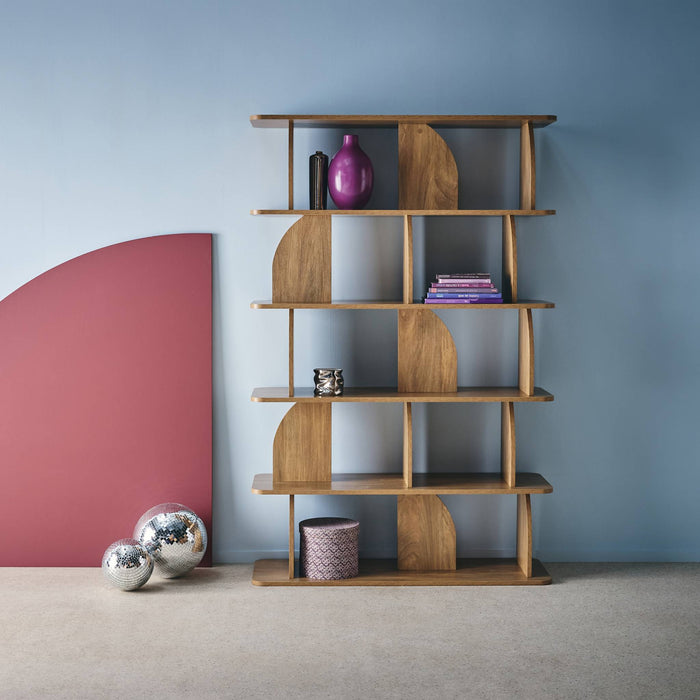sweeek - Boekenkast open vakken houteffect 5 niveaus