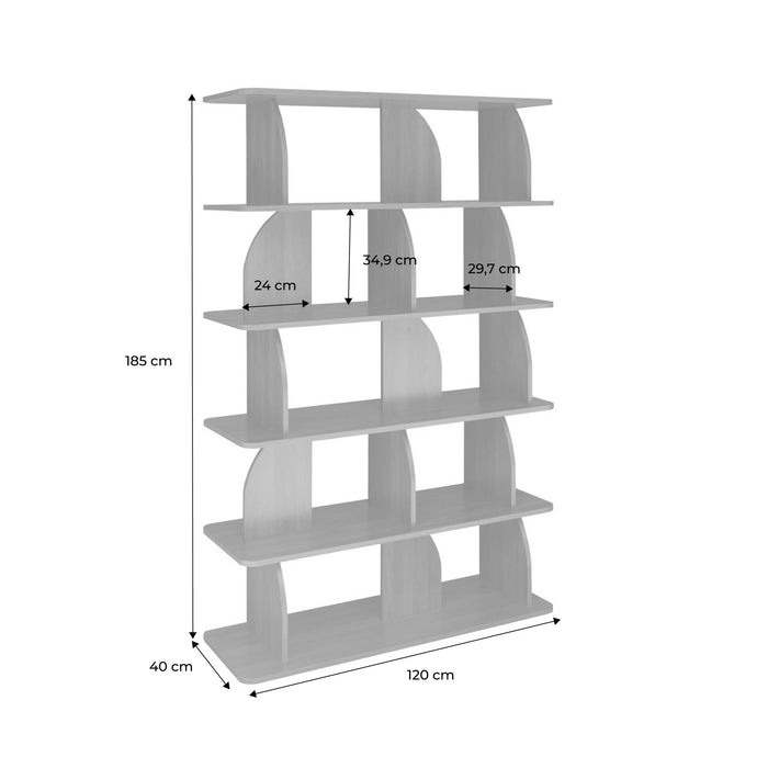 sweeek - Boekenkast open vakken houteffect 5 niveaus