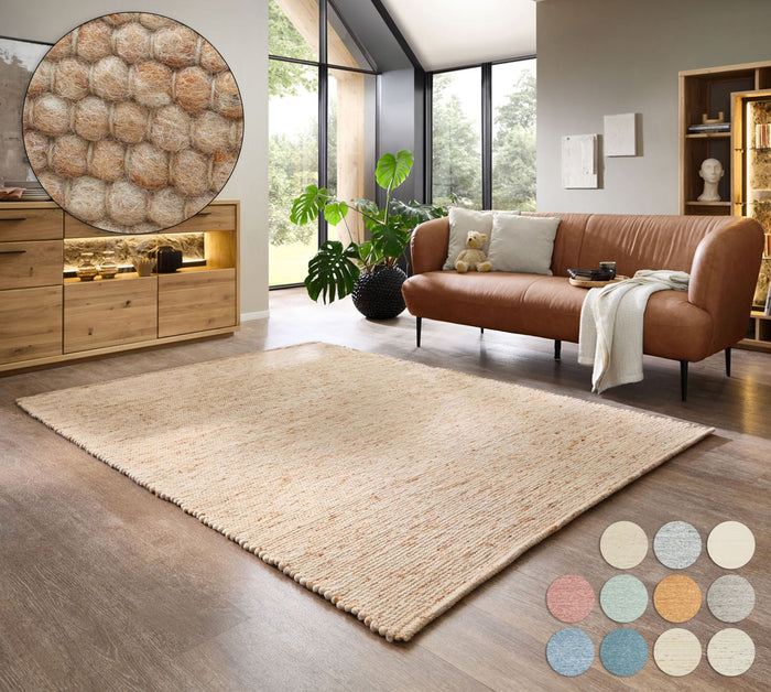 Theko Handgeweven wollen tapijt Alpen 120x180 cm - Donkerbeige