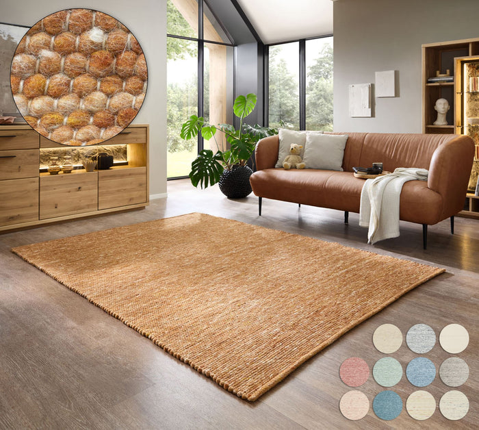 Theko Handgeweven wollen tapijt Alpen 40x60 cm - Terracotta