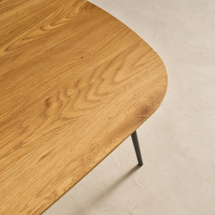 sweeek - Rechthoekige salontafel eikeneffect met zwarte metalen poten