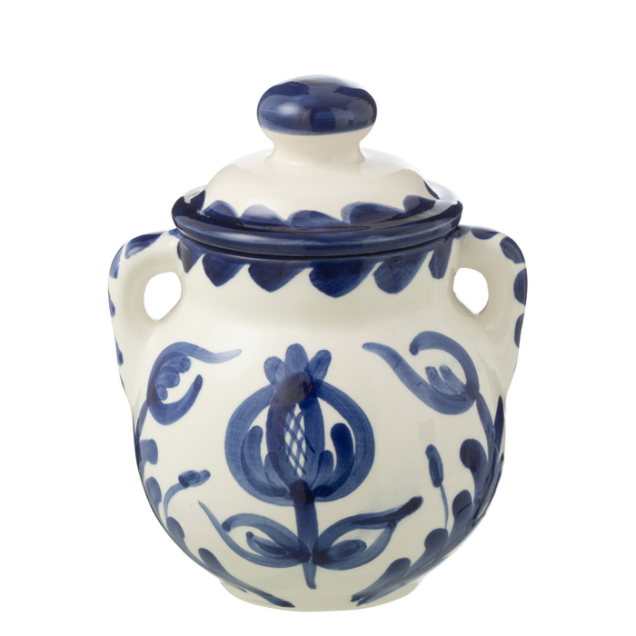 J-Line Jar Granada Ceramic White|Cobalto Blue